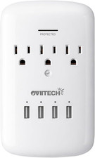 Multi Outlet Wall Mount Adapter Surge Protector with 4 4.2 AMP USB Charging Po