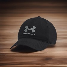 UNDER ARMOUR 'UA Iso-Chill ArmourVent' Adjustable Logo Cap Hat Blk/Pitch Gry NWT