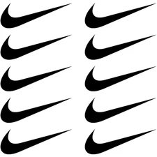 Set of Ten Nike Swoosh Iron On DTF Transfers For Soft Garments T-shirt, Handmade