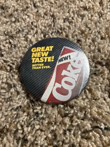 Coca-Cola Vintage 1980s New Coke 3" Pinback Button Great Taste! Better Than Ever