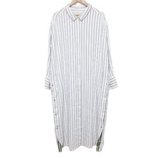 STUDIOUS Stripe Long Sleeve Long Shirt Dress, Size F, Black and White Women USED