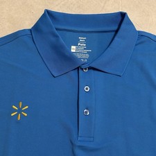 Walmart Employee Uniform Polo Shirt Mens 3XL Blue w/ Embroidered Spark Logo