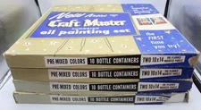 Lot of 4 Vintage 1960s Craft Master New Artist Series Oil Paint By Number Kits