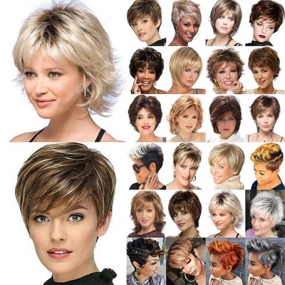 Damen Haar Glatte Perücke Bob Mode Volle Kurz Perücken Gelockt Wig Party Pe F9J5