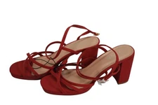 Top Moda Shoes Womens Size 8 Red LILY Strappy Block Heel Dress Open Toe Sandals