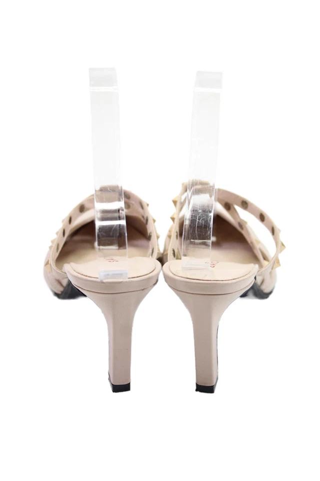 Sandalias Sacha London para mujer de cuero con punta tachonadas deslizables beige talla 8 Foto 3 de 4