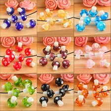 Cute Style Colorful Lampwork Mushroom Glass Spacer Loose Beads Charm Findings