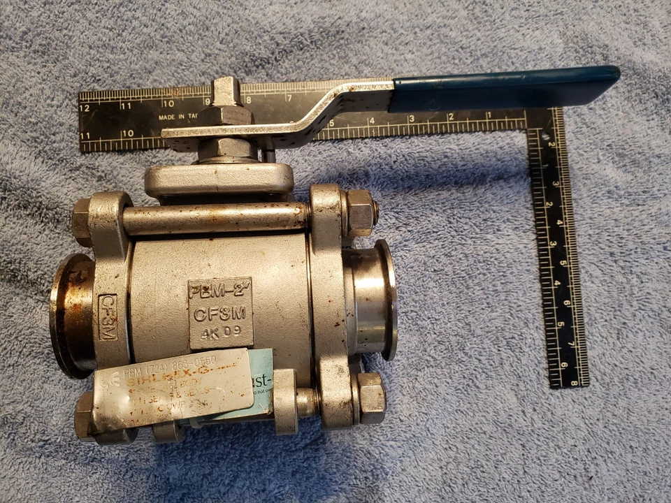 2" 316L Sanitary Stainless Steel 2-Way Ball Valve PBM Manual CF3M SIHLH5X-G USED - Image 2 of 4