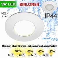 Led Einbau Decken Spots Einbaustrahler Dimmbar Ohne Dimmer 60Mm 5W IP44 Bad Spot