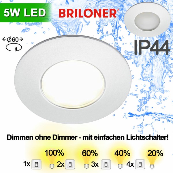 Led Einbau Decken Spots Einbaustrahler Dimmbar Ohne Dimmer 60Mm 5W IP44 Bad Spot-image