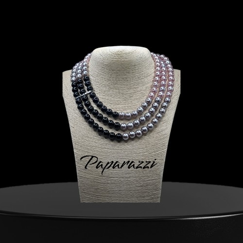 Collar Paparazzi Triple Hilo Imitación Perla Nuevo con Etiquetas - Imagen 1 de 3