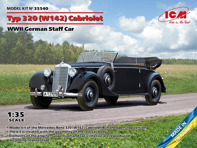 Icm 35540 - 1:35 Type 320 (W142) Convertible, WWII German Staff Car - New