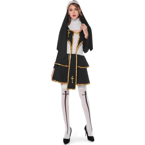 Couple Cosplay Costume Priest Father Wear Sister Nun Outfit Performance clothing - Picture 6 of 17
