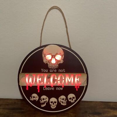 Halloween Round Wood Lead Skull Sing ( 2 AAA Batteries Not IncludeRed Light-8oz