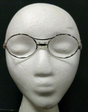 1X Vintage Classic Glass Glasses Frame Eye Wear Timeless Mini Oval Shades Silver
