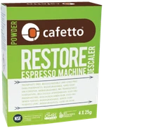 CAFETTO 4 x 25g DESCALER RESTORE Espresso coffee cleaner **NOW SOLD AS RENEW**