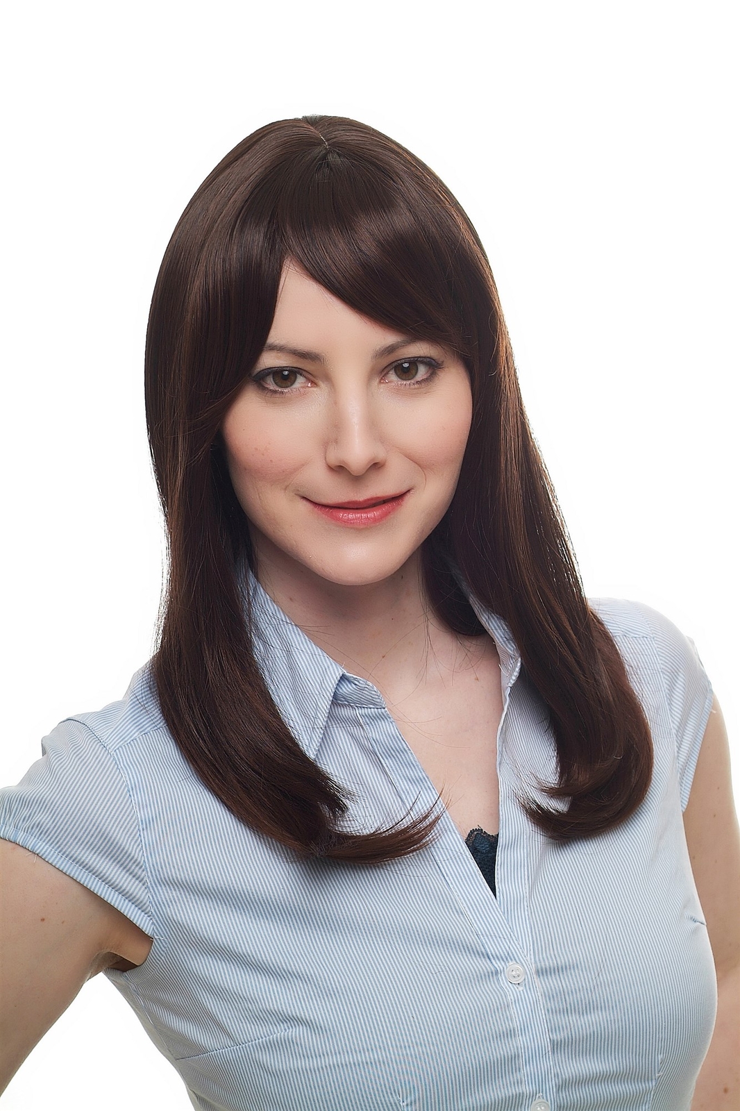 Women's Wig Medium Length Straight Parting Brown Mix Mahogany H8802A-2T33