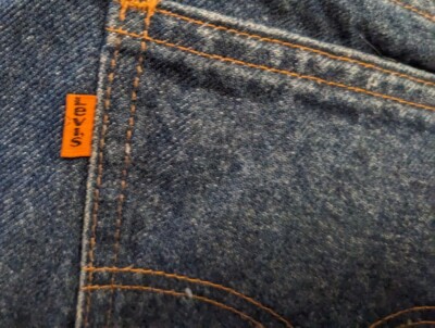 VinTagE 80s 90s LEVI 20517-0217 BOOT CUT JEANS 42 32 ORANGE TAB