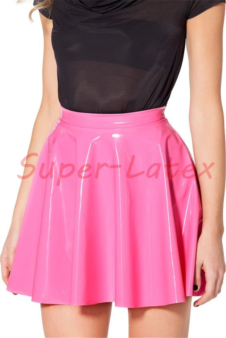 Pink top latex skirt