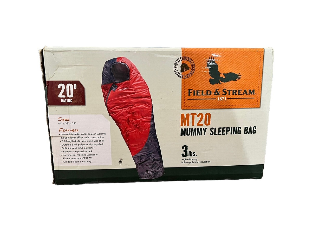 Field and Stream Sleeping Bag 20 Degree Adult Mummy Red,Black MT20