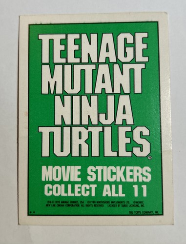 1990 TEENAGE MUTANT NINJA TURTLES MOVIE SINGLE STICKER CARD #7 RAPHAEL - Picture 2 of 2