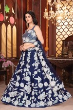 Classic Look Kasturi Silk Blue Color Lehenga Choli Net Dupatta For Festival Wear