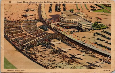 Postcard Land Plane Admin Bldg, New York Municipal Airport, North Shore, 1939