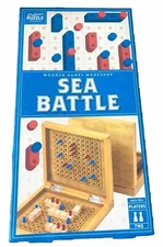 New Wooden Sea Battle Complete Board Game 2 Play / 10 yrs. Plus Wood
