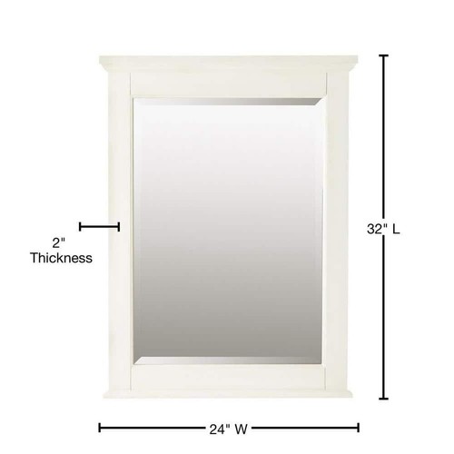 Home Decorators Vanity Mirror 32"Hx24"W Rectangular Solid Wood Wall Ivory indoor - Picture 3 of 6