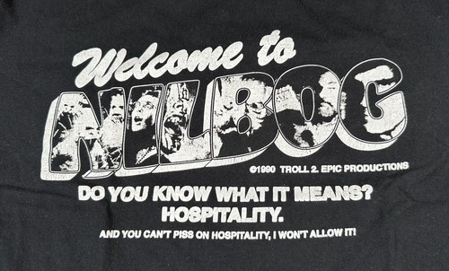 Troll 2 'Nilbog' Black Graphic T-Shirt Men's Large 1990 Horror Movie - Picture 2 of 4