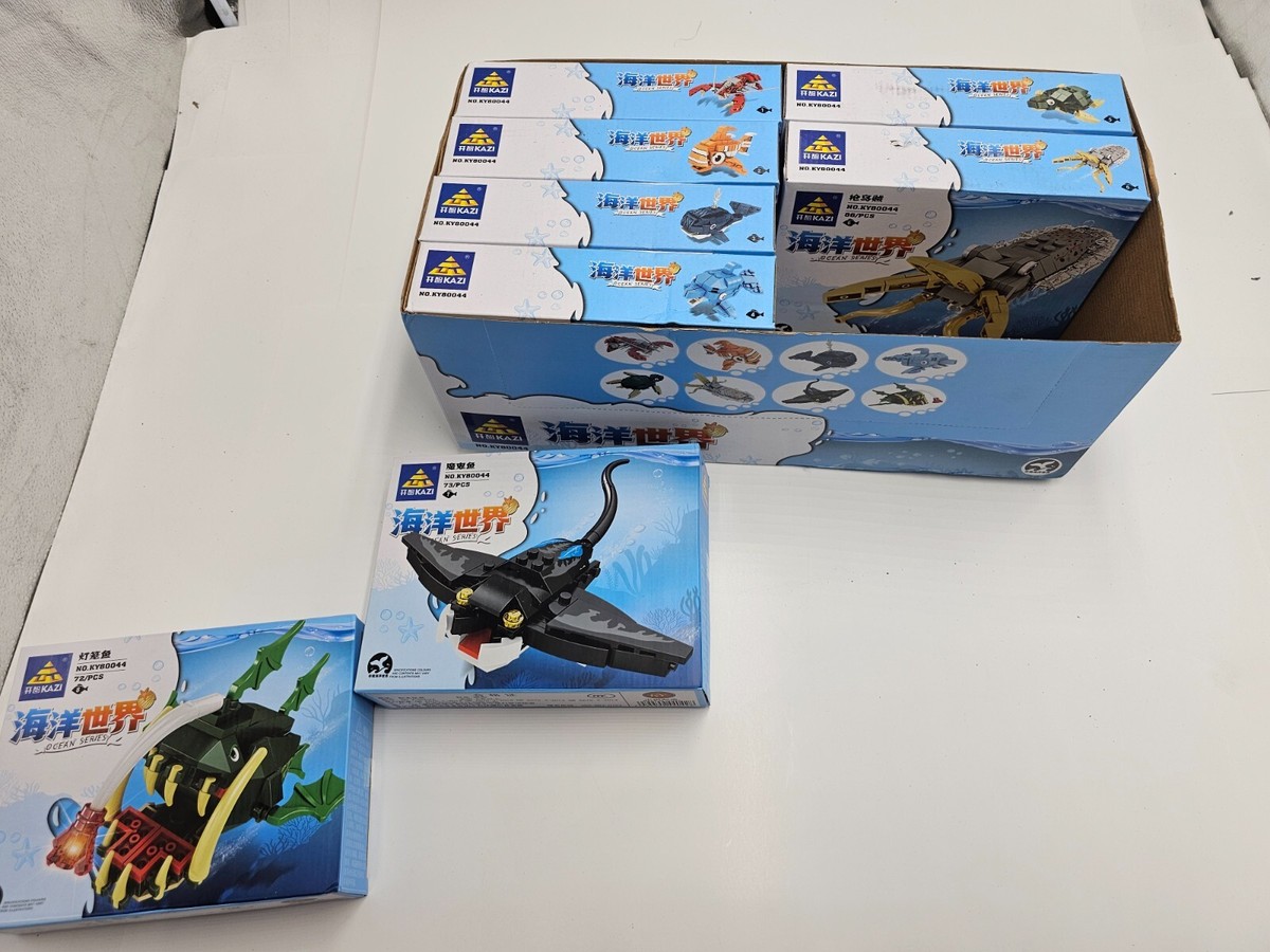 QTY 8) Kazi Ocean Series KY80044 Water Animals Building Block Toy