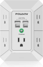 5-Outlet Power Strip with 4 USB Ports - Surge Protector for Home, Office, School