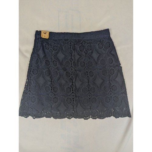 NEW Hollister Dark Navy Blue Lace Mini A-line Skirt Size 5 - Picture 4 of 8