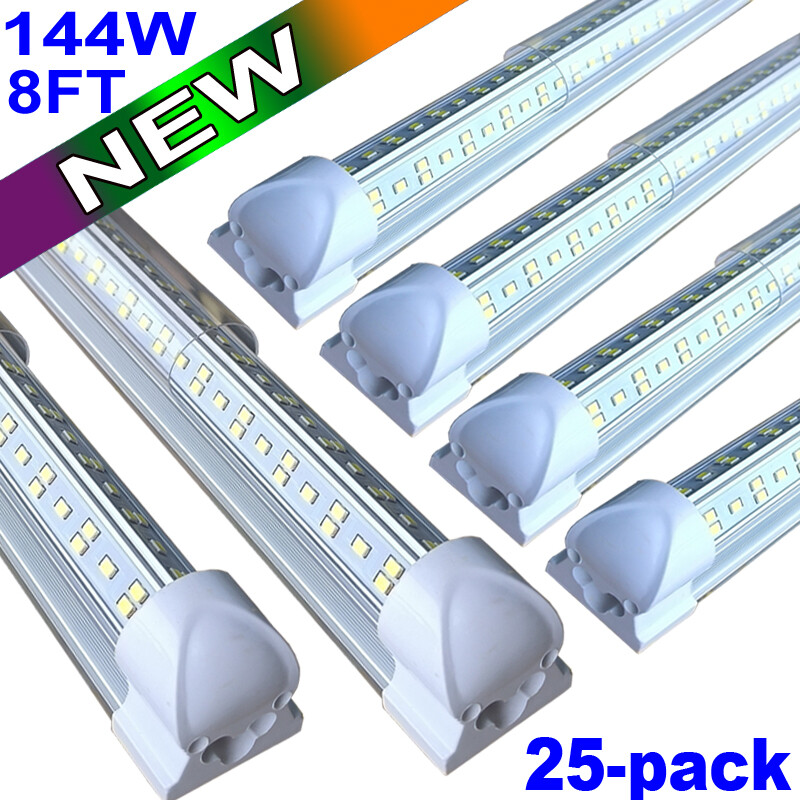 25-PACK 8ft Led Shop Light Fixture,  Integrated 8 Foot Led Bulbs Tube Light 144w