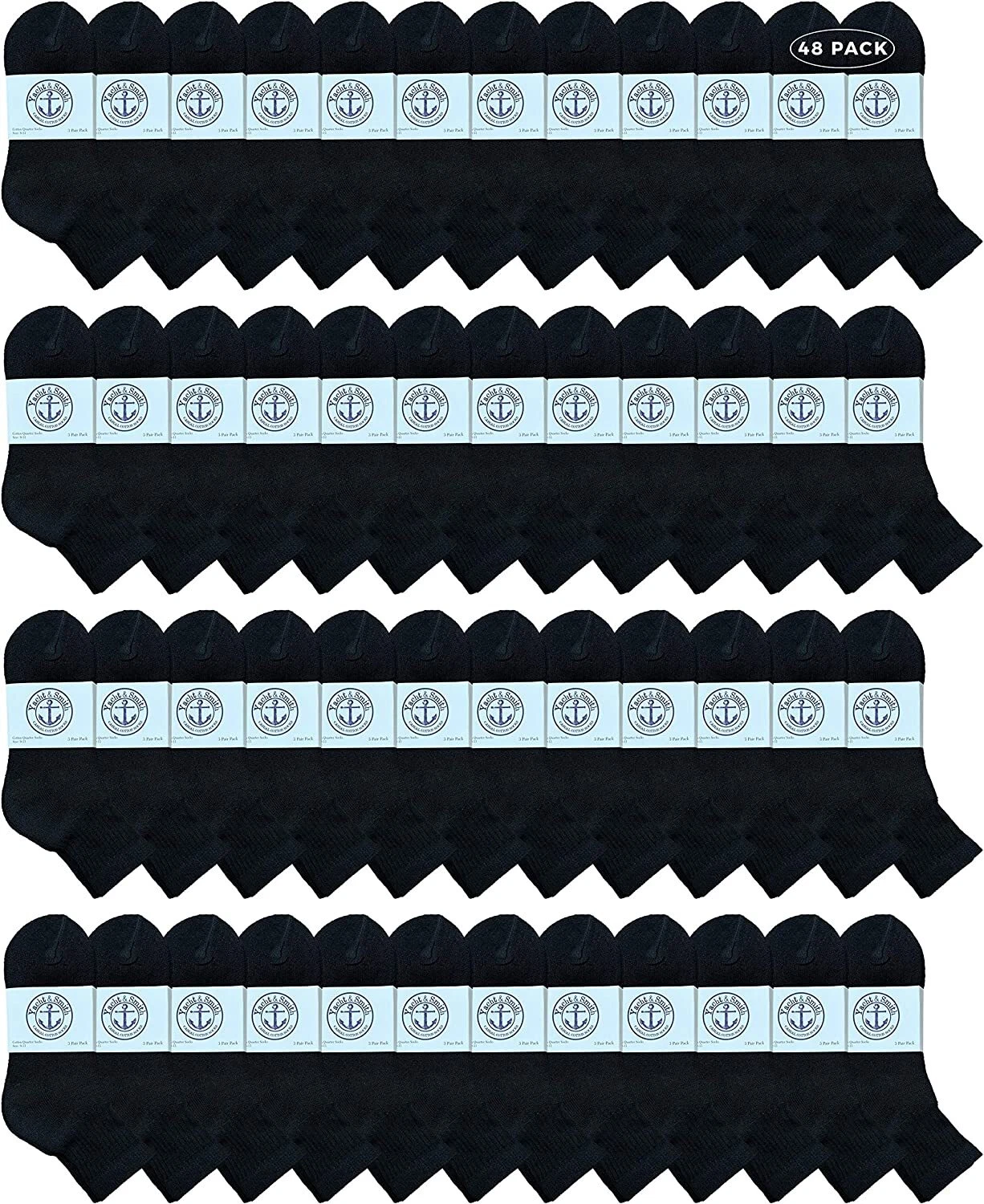 72 Units Women's Premium Cotton Ankle Socks Black Size 9-11 - Womens