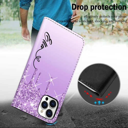 Personalised Case For iPhone 16 15 14 13 Pro Max 12 Wallet Folded Leather Cover - Picture 14 of 105