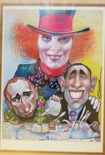 Drawing-Caricature Putin and Obama 12x15 inc. Oleg Dergachev.