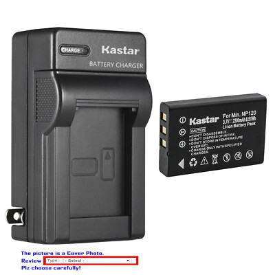 Kastar Battery Wall Charger for NP-120 NP-120B & Ordro HDR-AC5 HDR-AZ50 FNP120