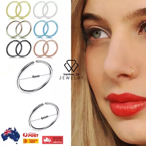 Nose Ring Fake Nose Rings Lip Rings Small Thin Body Piercing Surgical Steel  Hoop | eBay