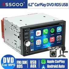 DVD CD Double 2 DIN 6.2" CarPlay Car Stereo Radio Touch Screen FM/AM/RDS +Camera