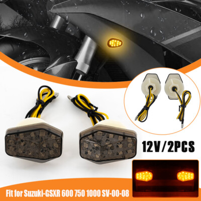2x Smoked Flush LED Turn Signal For 2000 2001 2002-2005 Suzuki GSXR 600 750/1000