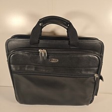 Targus Black Leather Laptop Bag Notebook Case Briefcase