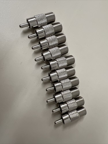 10 Pieces F-Type Female Coax to RCA Male Connector - Picture 2 of 7