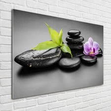 Glas-Bild Wandbilder Druck auf Glas 100x70 Deko Blumen & Pflanzen Zen Steine