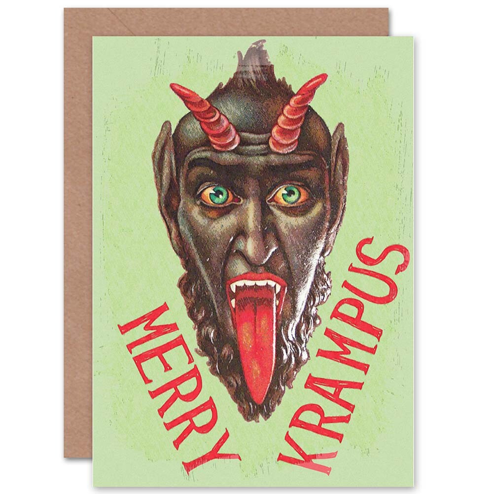 CARD GREETING MERRY KRAMPUS ALPINE XMAS SANTA DEVIL FUNNY CP2154 for sale  online | eBay