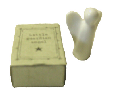 Two's Company Little Guardian Angel in Gift Box, Ceramic, 1.75''x1'', White, 2 Pcs