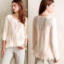 Anthropologie Angel Of The North Small Ivory Ls Lacemesh Way Topsweater Anthropologie Angel Of The North Small Ivory Ls Lacemesh Way Topsweater