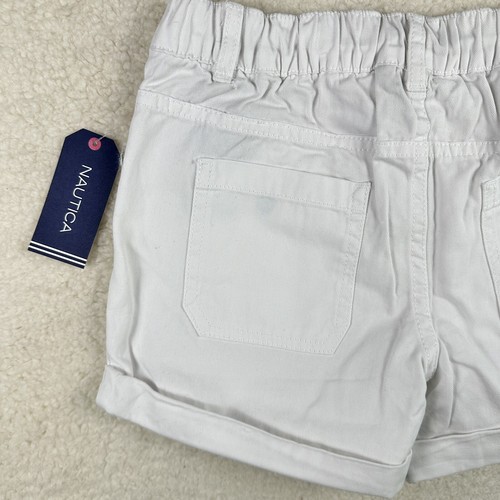 Nautica Girls Twill Shorts Pull-on w Stretch Elastic Waistband Belt Loops White - Picture 8 of 17