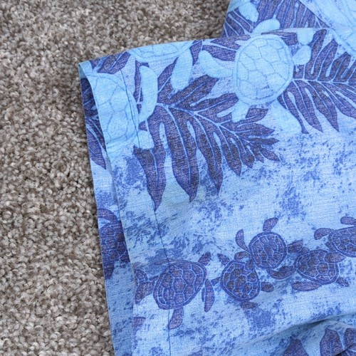 Reverse Print Hawaiian Shirt Mens L Blue Sea Turtle Ocean Batik Jade Fashions - Picture 9 of 14
