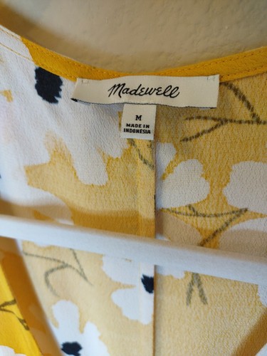 Abito anteriore Madewell Heather con bottoni Ikat stampa floreale giallo taglia media nuovo senza etichette - Foto 5 di 8
